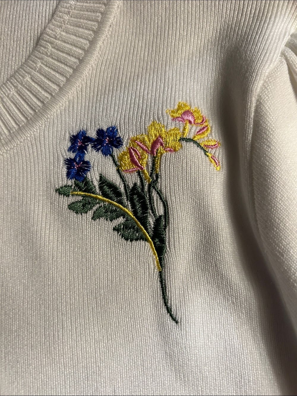 Free Assembly White Floral Embroidered Short-Sleeve Cardigan - Picture 7 of 16